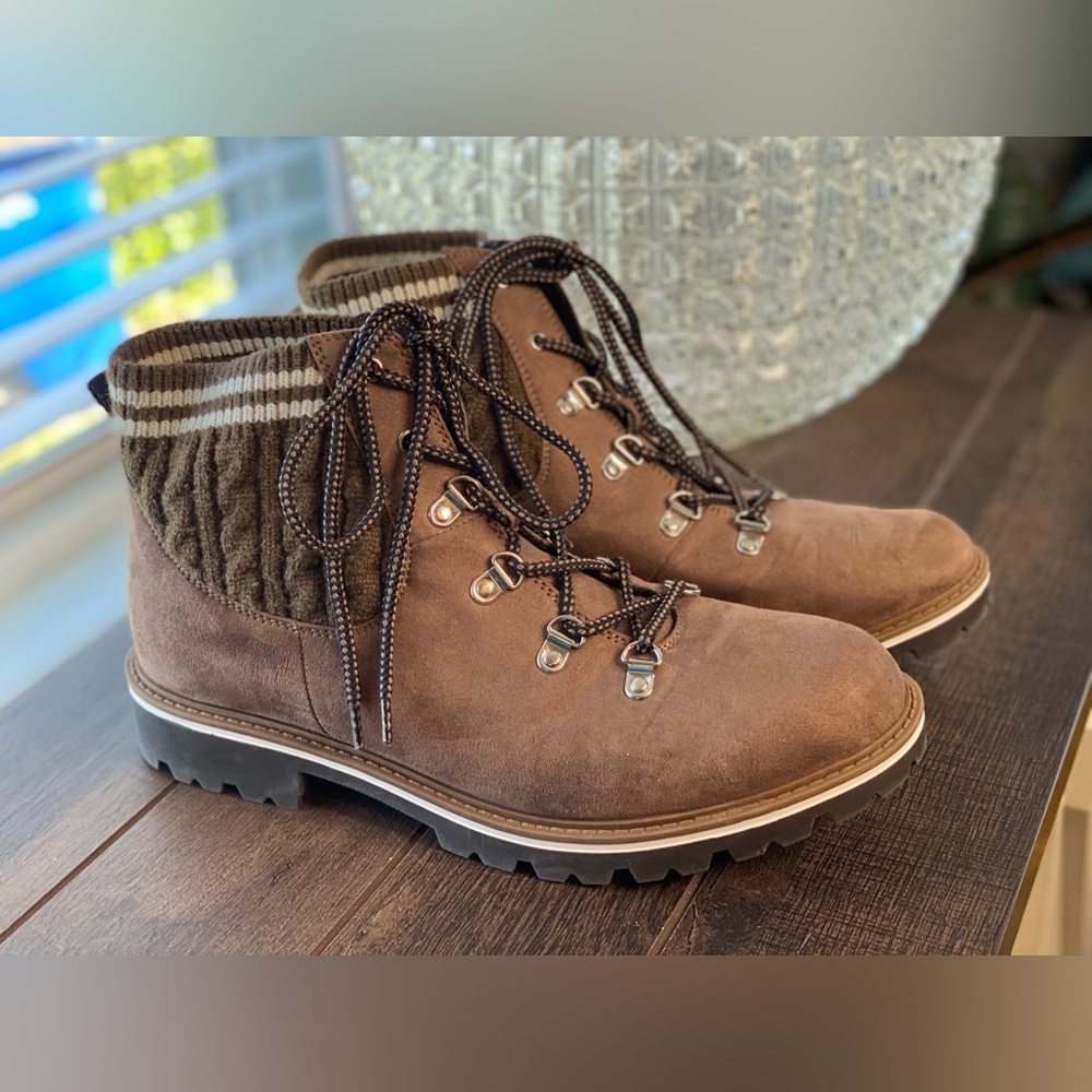 Torrid Faux Suede Sweater Knit Hiking Boots Wide Width